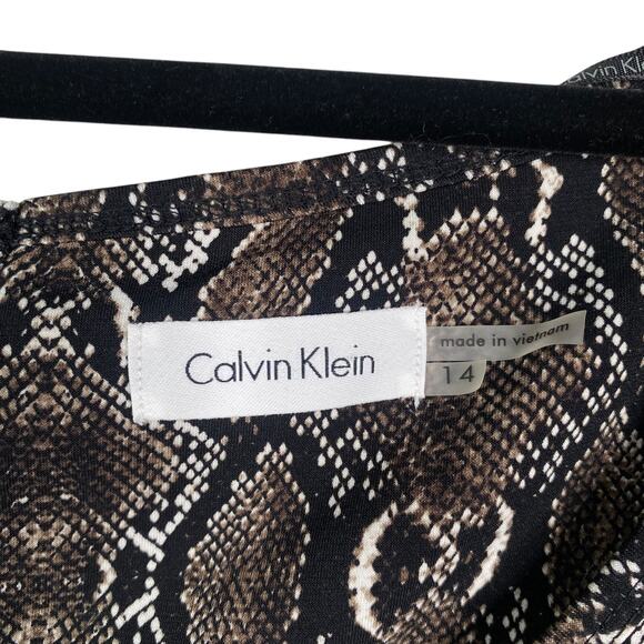 Calvin Klein Snakeskin Mob Wife Glam Drawstring Straight Leg Jumpsuit SZ 14 - Picture 7 of 14